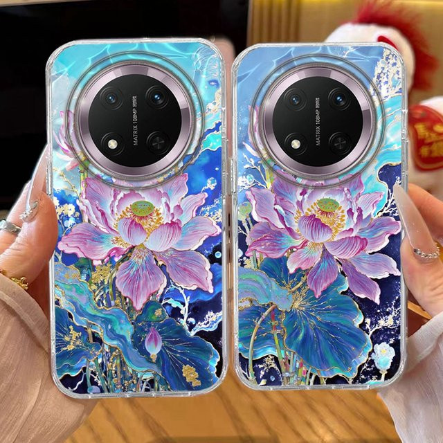 FunYudas Handyhülle mit blauem Lotusblüten-Design für Honor X9c X9a X9b X8a X8b X8c X6c X7b X7c 400 200 90 Smart Pro Magic7 6 5 Lite aus TPU - Bild 1
