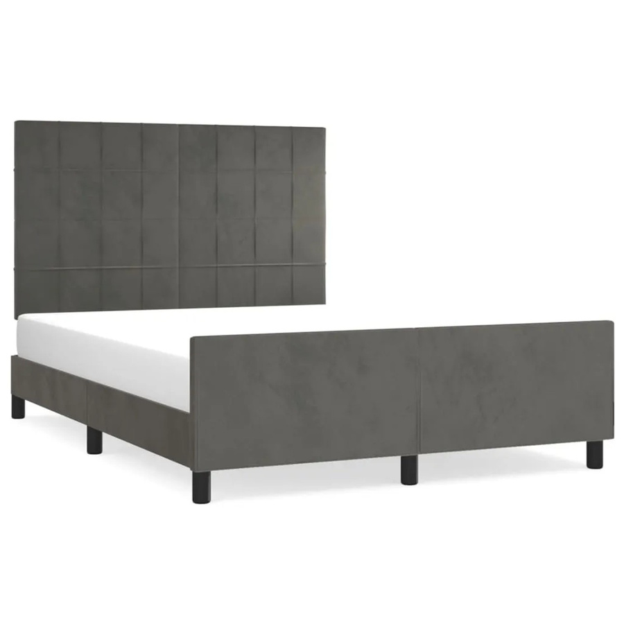vidaXL Bettgestell mit Kopfteil aus Samt in Dunkelgrau, B/T/H: 140 x 200 x 128 cm - Bild 2