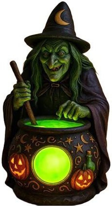 Jiangjunxi Halloween Hexenkessel Lampe mit grünem LED-Schein in Schwarz - Bild 1