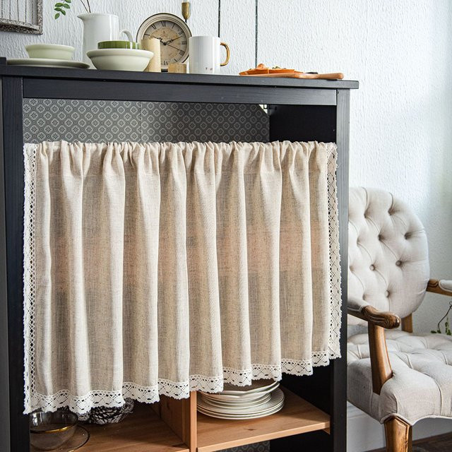 DOORSACCERY Boho Spitzenvorhang mit Quasten in Beige, transparent, B: 150 cm, H: 150 cm - Bild 1