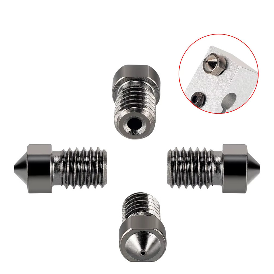 E3D V6 Düse aus gehärtetem Stahl für Ender 3 Hotend Titan Extruder und Prusa I3 MK3 3D-Drucker, Farbe: Silber - Bild 3