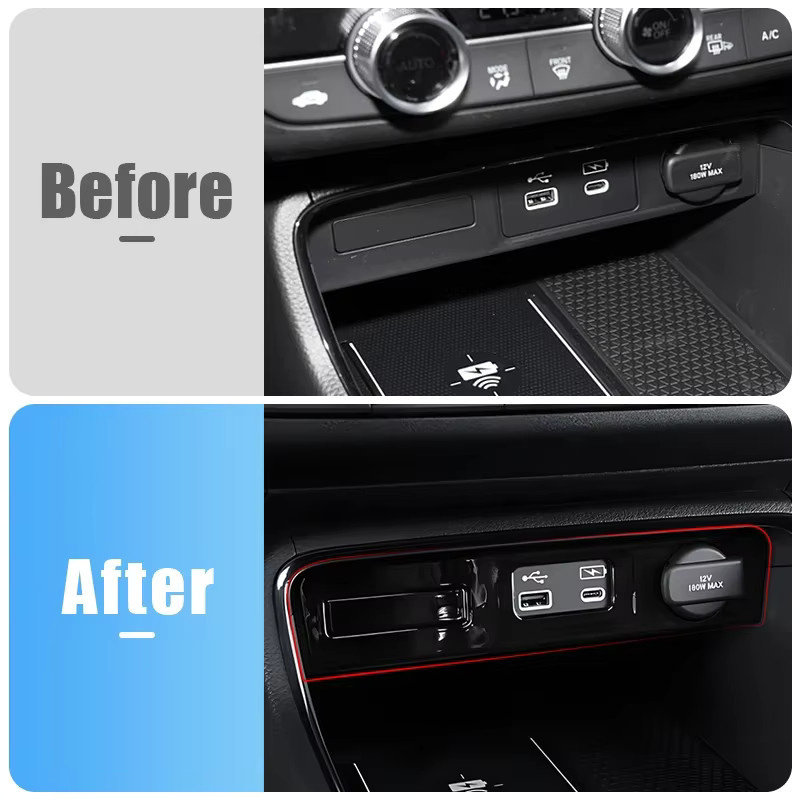 YaLumei USB-C Port Zierleisten Abdeckung für Honda CR-V 6. Generation 2023 2024 2025 in Schwarz - Bild 4
