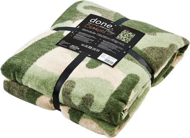 DONE Wohndecke Camouflage in Grün aus Baumwolle und Polyester - Bild 1