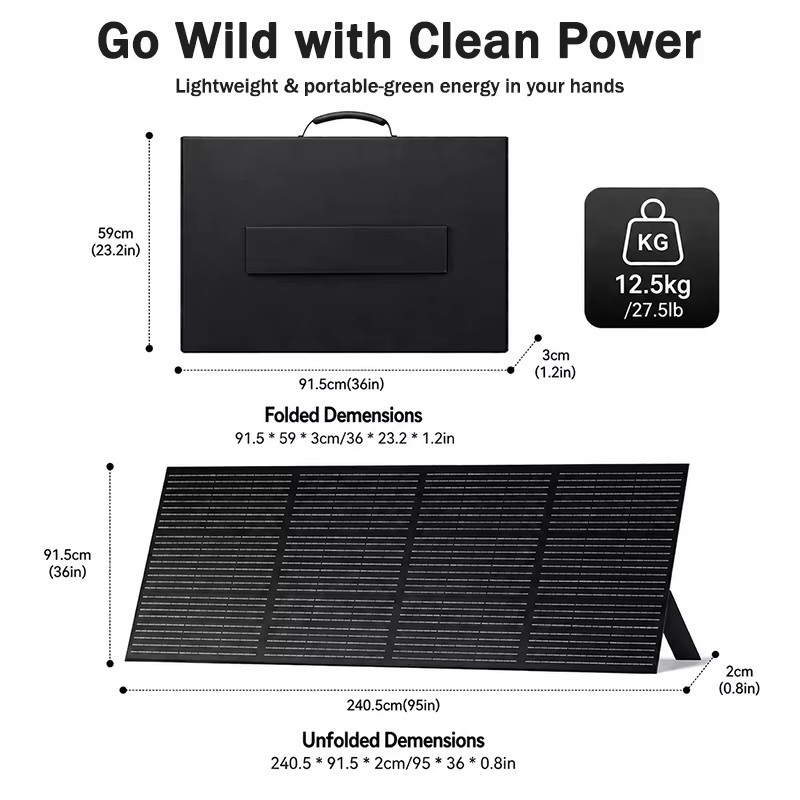CHUBAN 400W Faltbares Tragbares Solarpanel Schwarz Hocheffizientes Wasserdichtes PV-Modul für Wohnmobil und Balkon - Bild 3