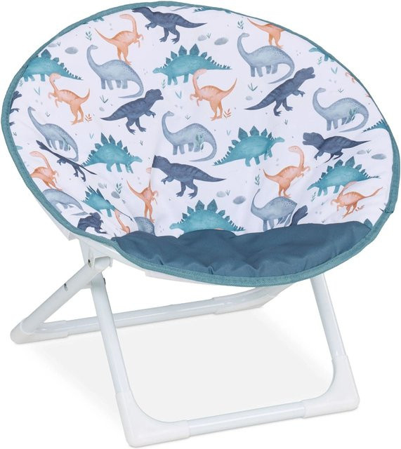 Relaxdays Kindermoonchair Dino in Multicolour, faltbarer gepolsterter Sessel aus Polyester und Eisen, B/T/H: 47 x 50 x 48 cm - Bild 1