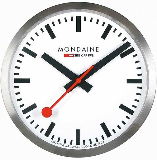 Mondaine Wanduhr A994.SQCL.16SBB analog mit Quarzwerk in Weiß und Rot, Durchmesser: 40,0 cm - Bild 1