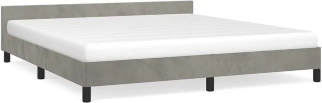 vidaXL Bettgestell mit Kopfteil aus Samt in Hellgrau, B/T/H: 180 x 200 x 183 cm - Bild 1