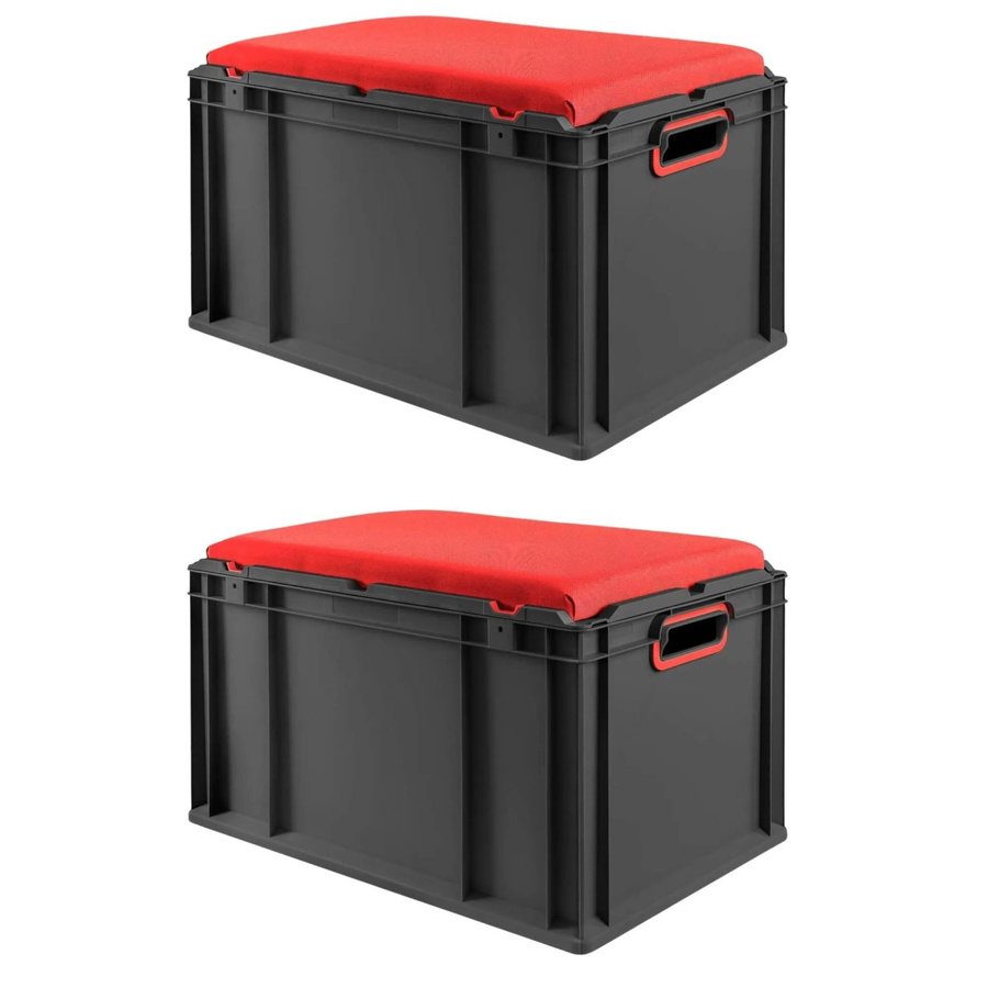 PROREGAL Sparset 2x Eurobox Nextgen Seat Box in Rot-Schwarz, H x B x T: 36,5 x 40 x 60 cm - Bild 2