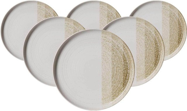 Ritzenhoff & Breker Speiseteller Trio aus Steinzeug, Beige, 6er Set, Durchmesser: 25 cm - Bild 1