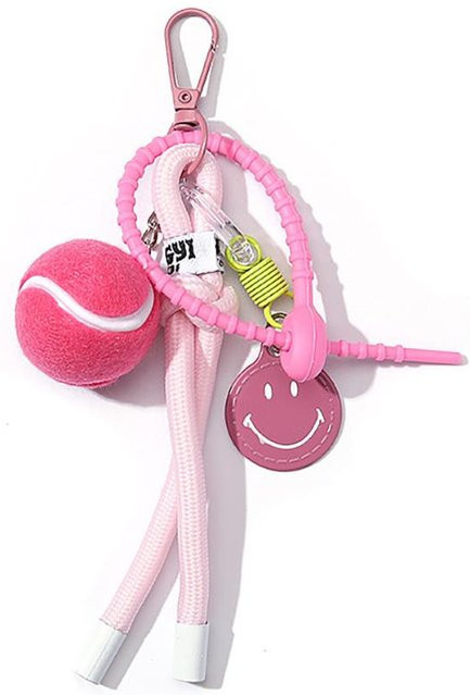 Schlüsselanhänger Tennis Bunt Lächeln Gesicht, Nylonseil, Pink, Unisex - Bild 1