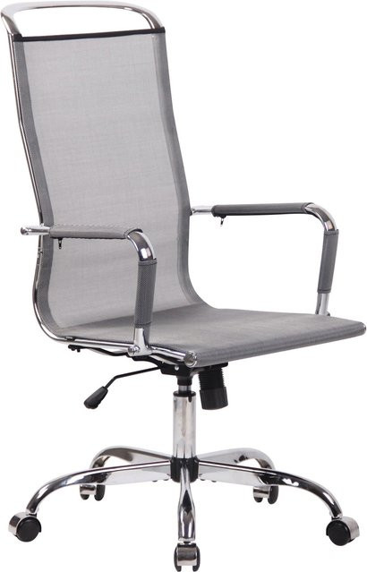 TPFLiving Bürostuhl Brand Mesh in Grau mit Armlehnen und Rollen für Home Office und Büro, B/T/H: 59 x 65 x 122 cm - Bild 1