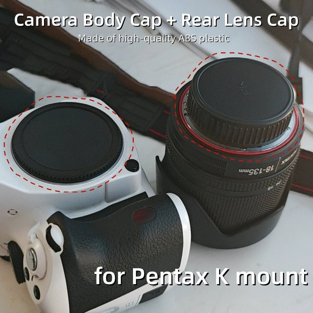 Pentax Kameragehäuse-Abdeckkappe und Objektivrückkappe in Schwarz für PK-Mount - Bild 1