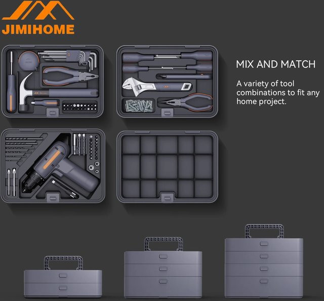 Jimihome Werkzeugkasten X4-ABCD als geschichtete Kombination für DIY-Handwerkzeuge und Reparaturen zu Hause - Bild 1