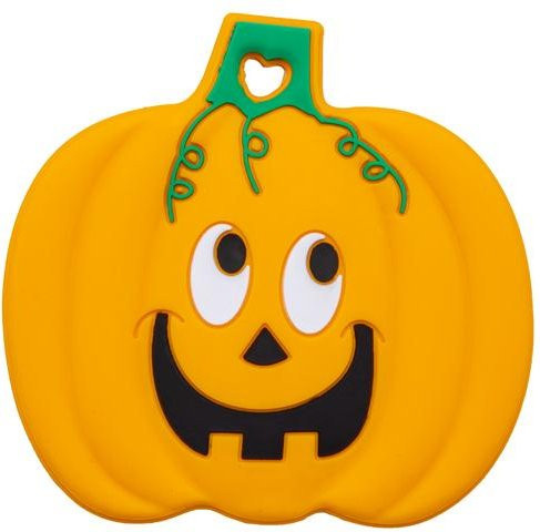 Bite Bites Silikon Beißring für Babys mit Halloween Kürbis und Schädel Design in Orange, BPA-frei und CE-gekennzeichnet - Bild 1