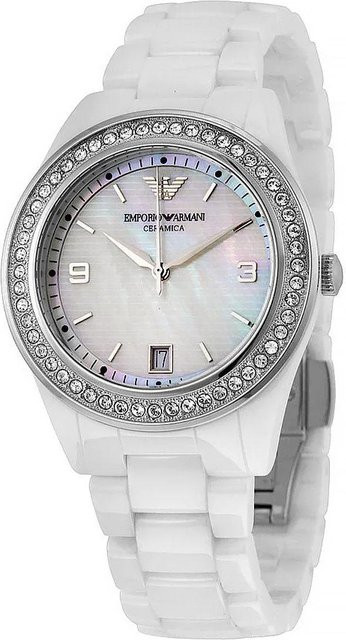 Emporio Armani Chronograph, Keramik, Weiß, Quarz, 43 mm, Damen - Bild 1