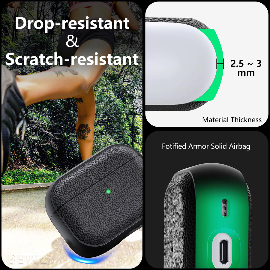 Schutzhülle für AirPods Pro 3 von BEWZI in Schwarz oder Blau - Bild 4