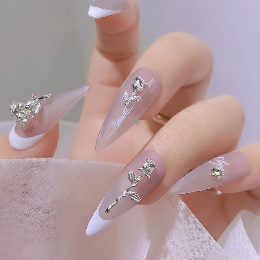 felaxuu Nail Art Charms 3D Rose, Metall, Gold Silber, 50 Stück - Bild 2