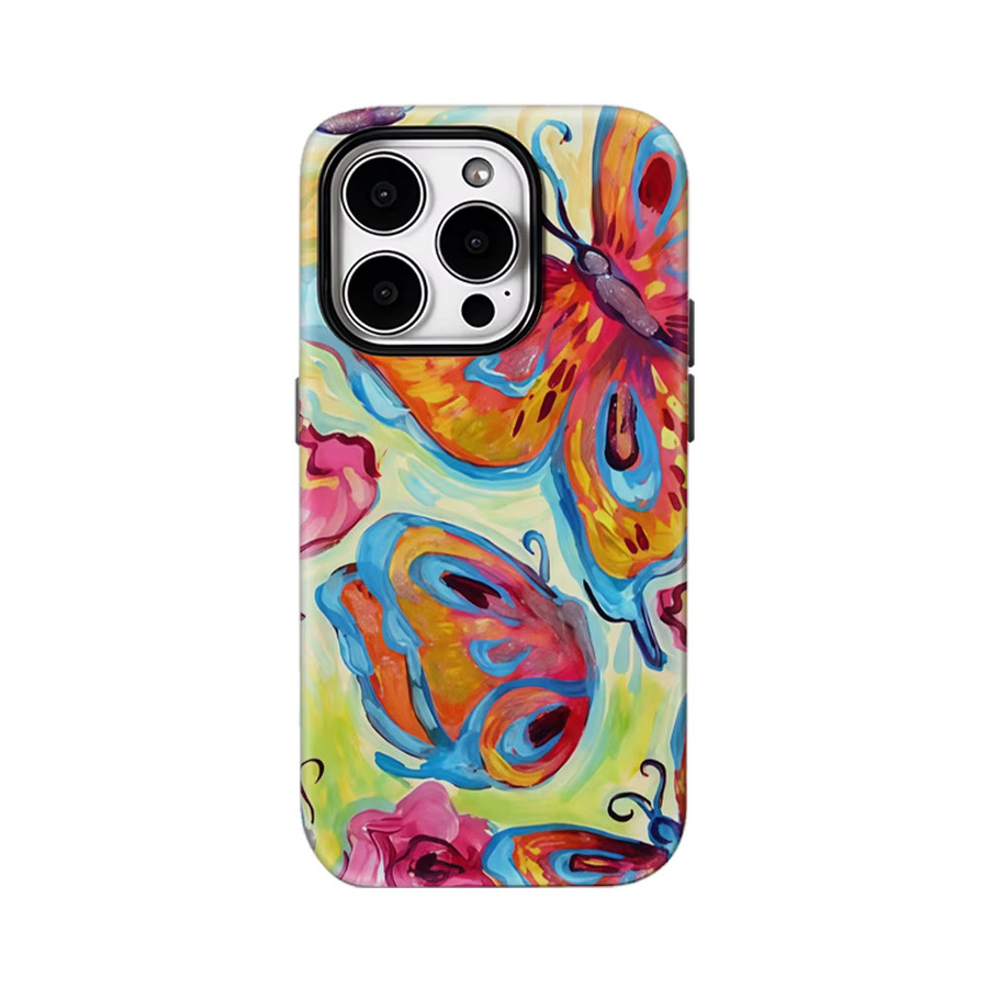 Vibrant Butterfly Burst Handyhülle für iPhone 17 16 15 14 13 12 Pro Max Plus mit doppelschichtiger Rückseite in Multicolour - Bild 5