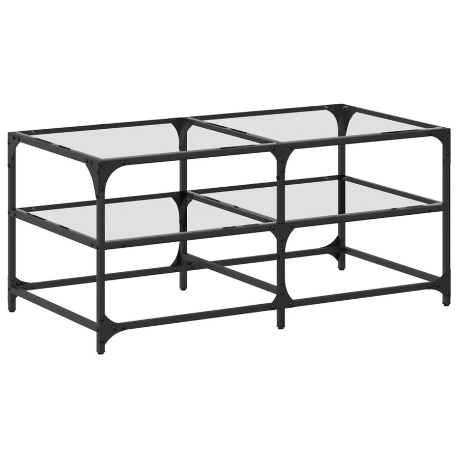 vidaXL Couchtisch mit Glasplatte in Transparent und Schwarz, B/T/H: 98,5 x 50 x 45 cm - Bild 2