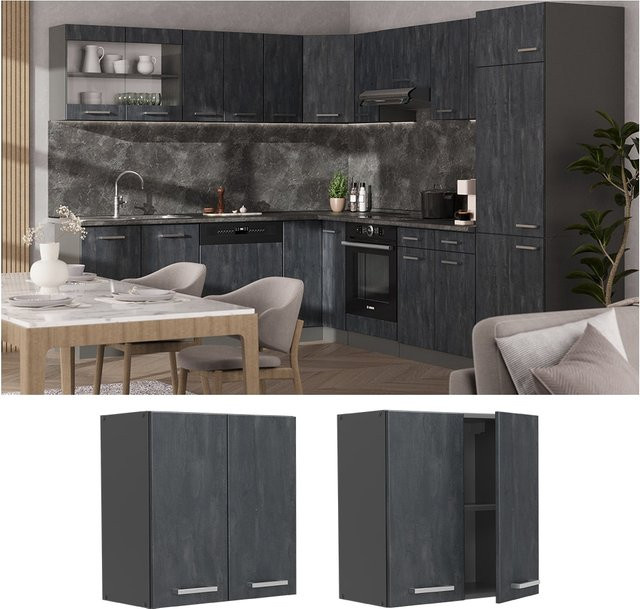 Vicco R-Line Hängeschrank für die Küche in Schwarz Anthrazit B: 60 cm, H: 31 cm, T: 12,72 cm - Bild 1