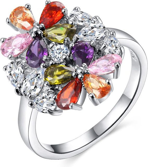 YIRAN Zirkonring, mehrfarbig, Zirkonia, Silber, Damen - Bild 1