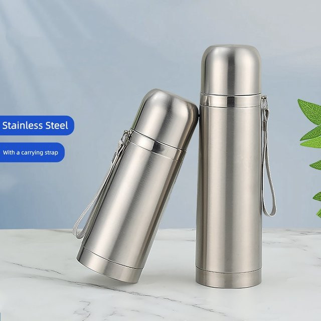 AIWILL Thermoskanne aus Edelstahl 304 in Silber mit doppelwandiger Vakuum-Isolierung als tragbare Sportflasche für deine Reise - Bild 1