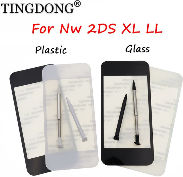 TingDong LCD-Spiegelfrontlinse aus Kunststoff und Glas für NEUE 2DS XL und NEUE 2DS LL inklusive Stylus-Stift in Weiß und Transparent - Bild 1