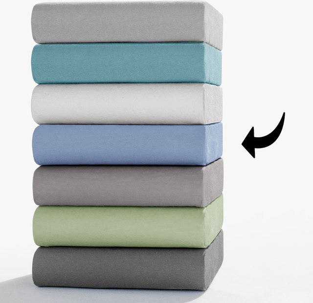 Dreamtex Jersey-Spannbetttuch aus Baumwolle, Multicolour, B/T: 90 x 100 cm, Länge: 200 cm - Bild 1