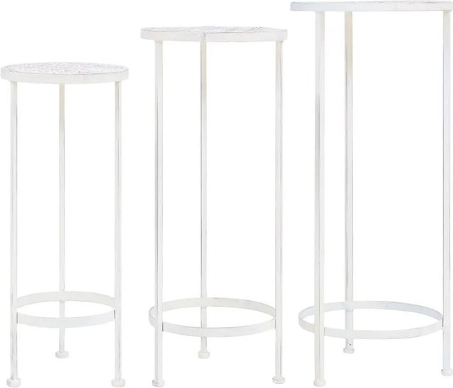 3-teiliges vidaXL Blumenständer-Set im Vintage-Stil aus Metall in Weiß für den Tisch - Bild 1