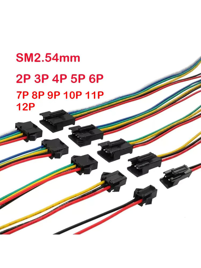 E-SIMPO SM2.54 22AWG Kabel mit 2 bis 12-poligen Steckverbindern Männlich und Weiblich in Schwarz für LED-Streifen und Adapter Kabelbaum - Bild 4