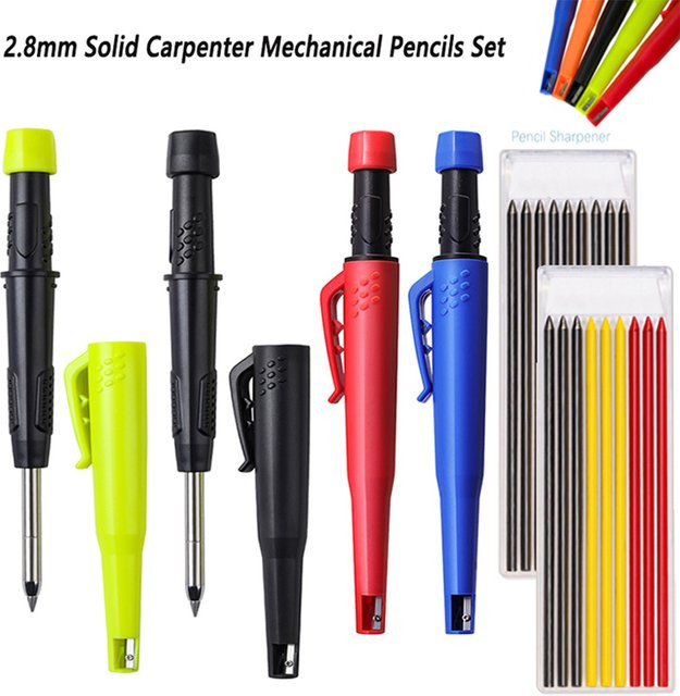 JOMPENS Holzbearbeitungsbleistift-Set in Schwarz mit 2,0 mm Mine und integriertem Spitzer für Profis - Bild 1