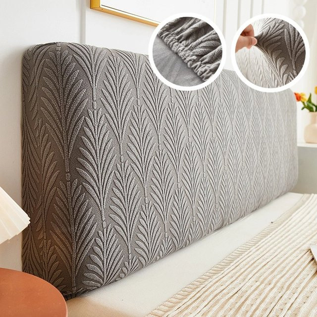 Yupartex Jacquard Bettkopfteil Abdeckung mit floralem Muster in Grau, elastischer Schonbezug für dein Schlafzimmer - Bild 1