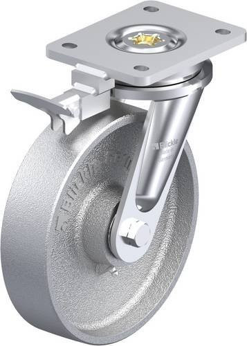 Blickle Lenkrolle LO-G 200K-RI4 mit Feststeller, silber, Rad-Durchmesser: 20 cm, Tragfähigkeit: 1100 kg - Bild 1