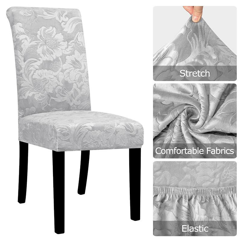 Yiran Furniture Dehnbarer Samtstoff-Stuhlbezug für Esszimmerstühle in Beige - Bild 4