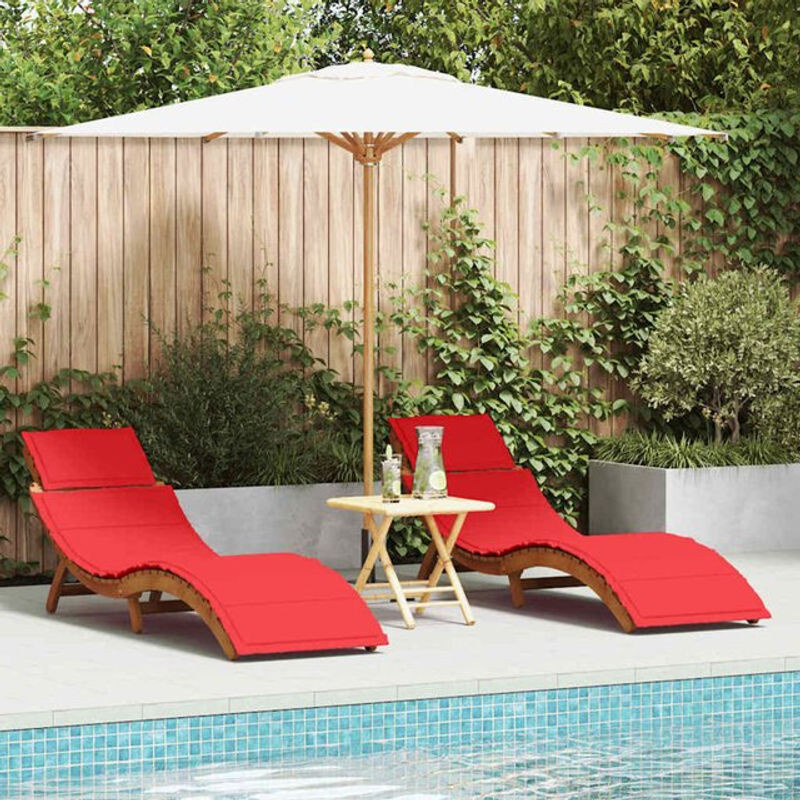 Vidaxl Sonnenliege Set aus Akazie Massivholz in Rot, 2er Set, B/T/H: 184 x 55 x 64 cm - Bild 1