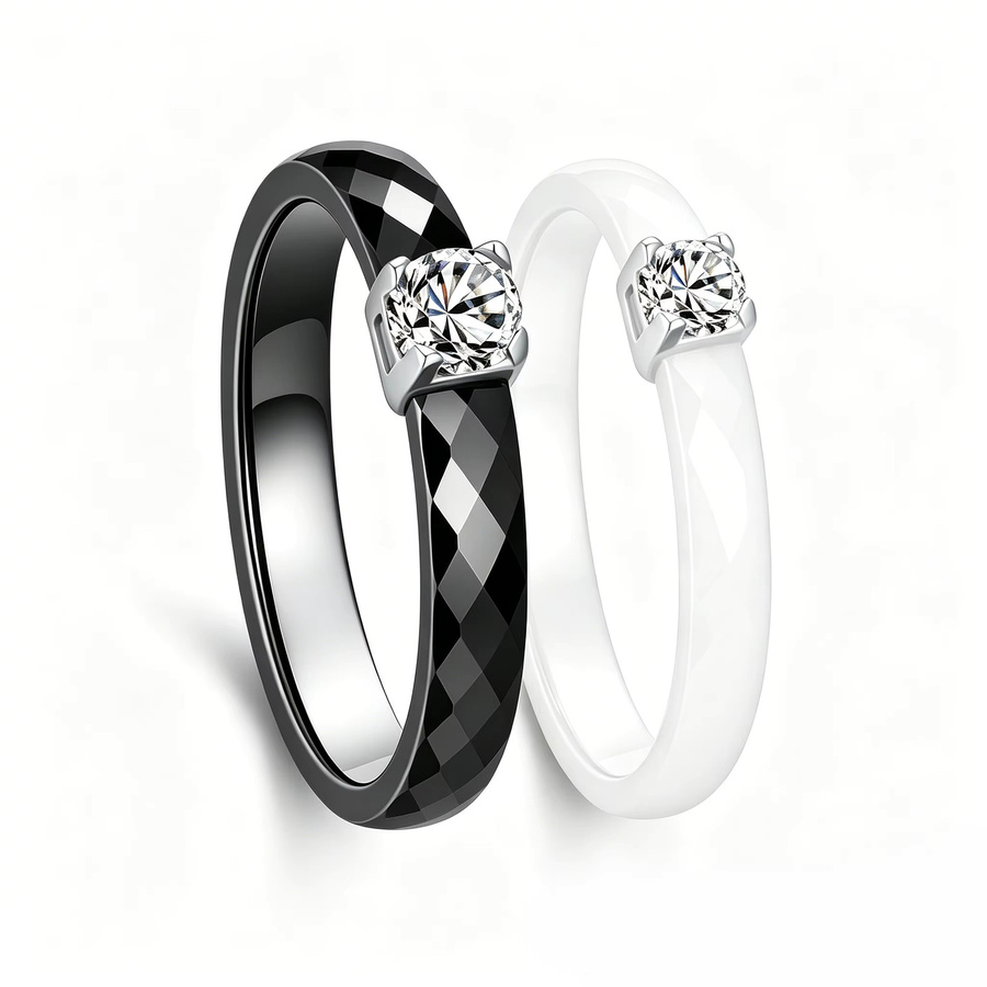 Pinannie Verlobungsring, Keramik, Bicolor, Diamant, Damen - Bild 2