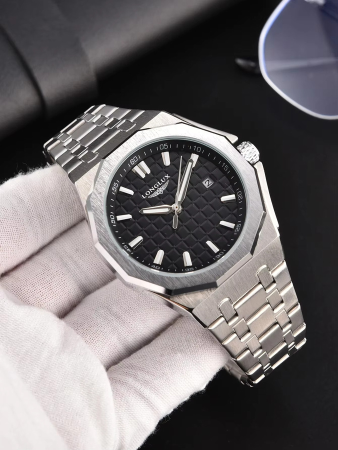 LONGLUX Armbanduhr Automatik, Edelstahl, Schwarz, Herren, Datum - Bild 3