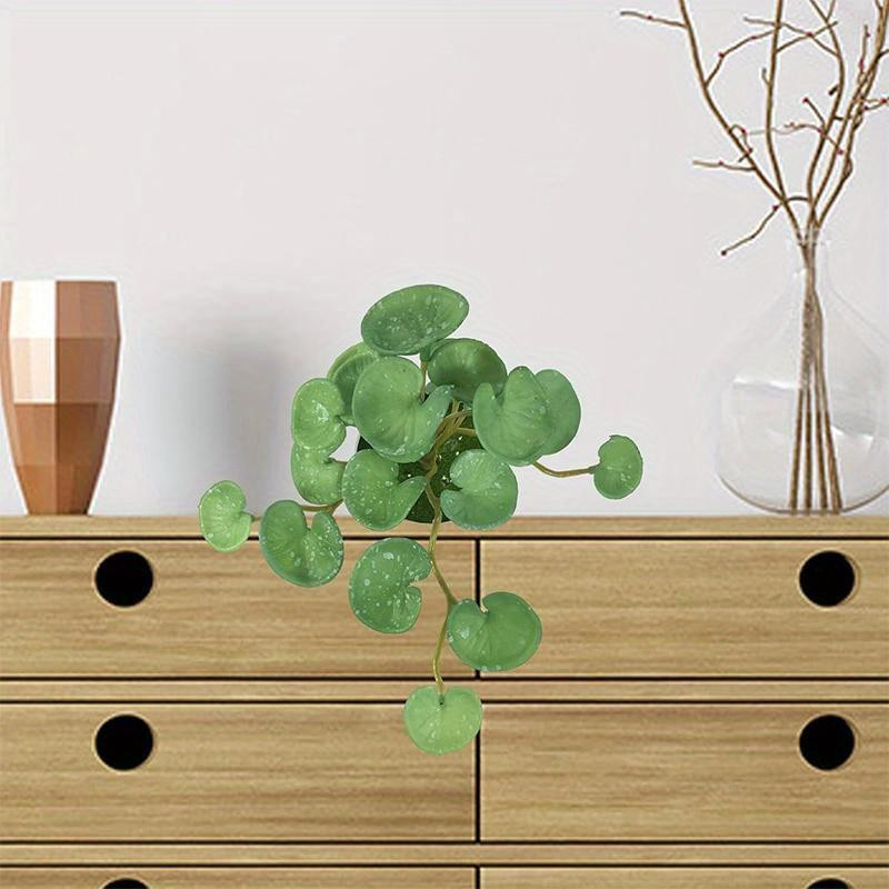 Künstliche Pflanze Mini-Bouquet Kupfermünzgras in Grün und Weiß aus PVC als Wandbehang für dein Heim, Büro oder die Gartendekoration - Bild 3
