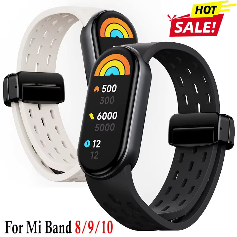 OAKCHARM Magnetisches Silikon-Uhrenarmband für Xiaomi Band 8 9, Atmungsaktives Ersatzarmband in Braun - Bild 4