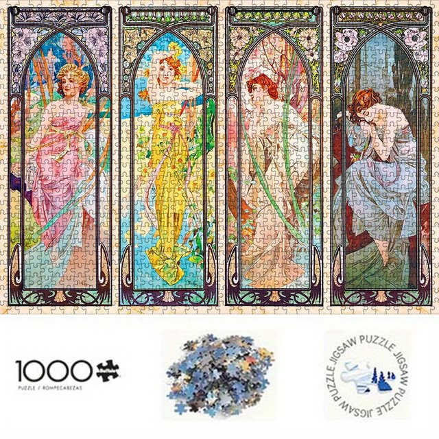 AZNM Alphonse Mucha Seasons Girl Bild, Papierpuzzle, 1.000 Teile, ab 14 Jahren - Bild 1