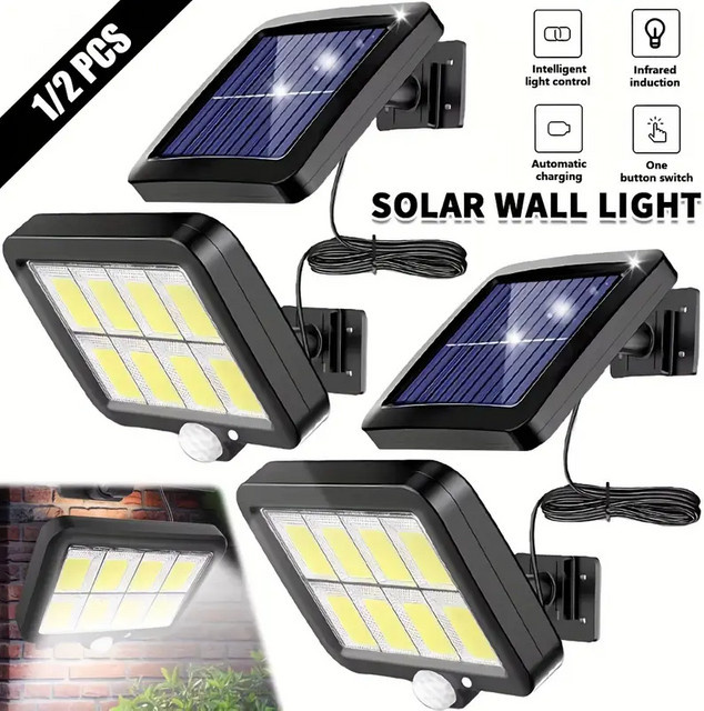 Leclstar 160COB Solar-Außenleuchte mit integriertem LED-Bewegungsmelder, wasserdichte Solar-LED-Wandleuchte für Garten und Hof in 3 Modi - Bild 1