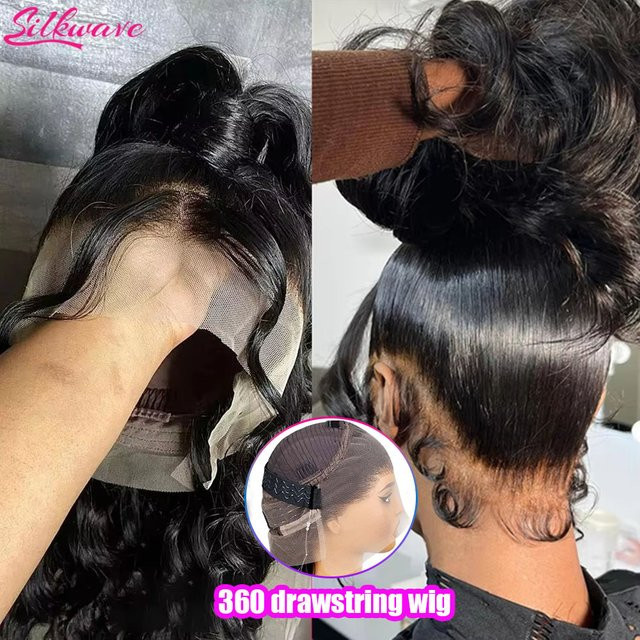 Body Wave Glueless Drawstring 360 Full Lace Wig Water Wave Echthaarperücke, Damen - Bild 1