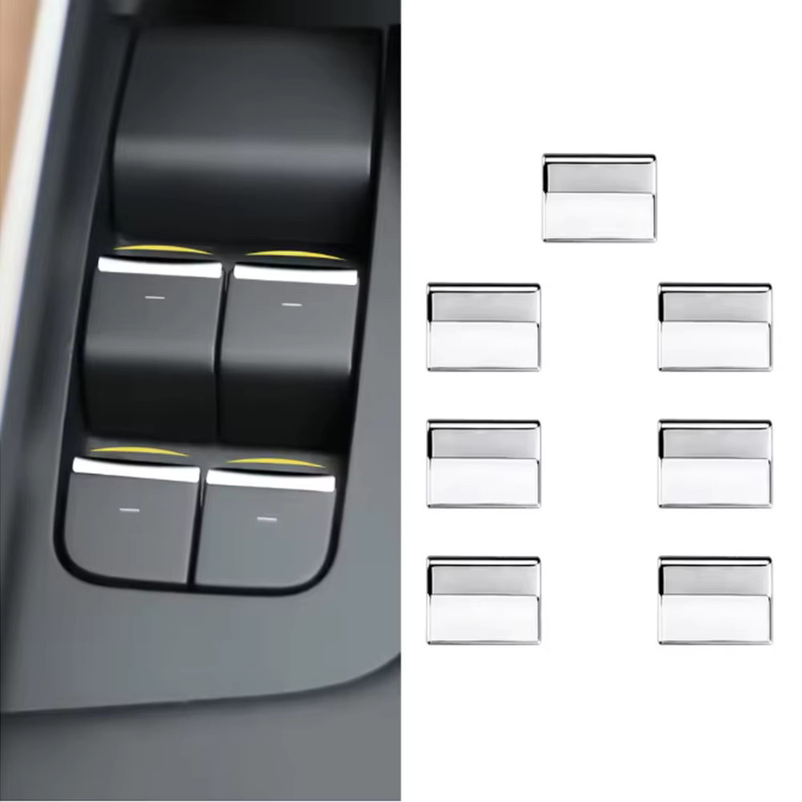 7er Set Fensterheber Schalter Abdeckung für Tesla Modell Y, Modell 3 und Model 3 Highland 2021-2024 in Silber von A Little Change - Bild 4