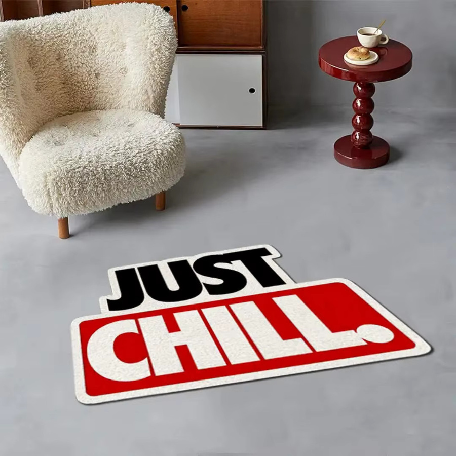 VIKAMA Just Chill Kreativer Teppich mit Buchstaben-Design für Wohnzimmer und Schlafzimmer in modernem Abstract-Look - Bild 4
