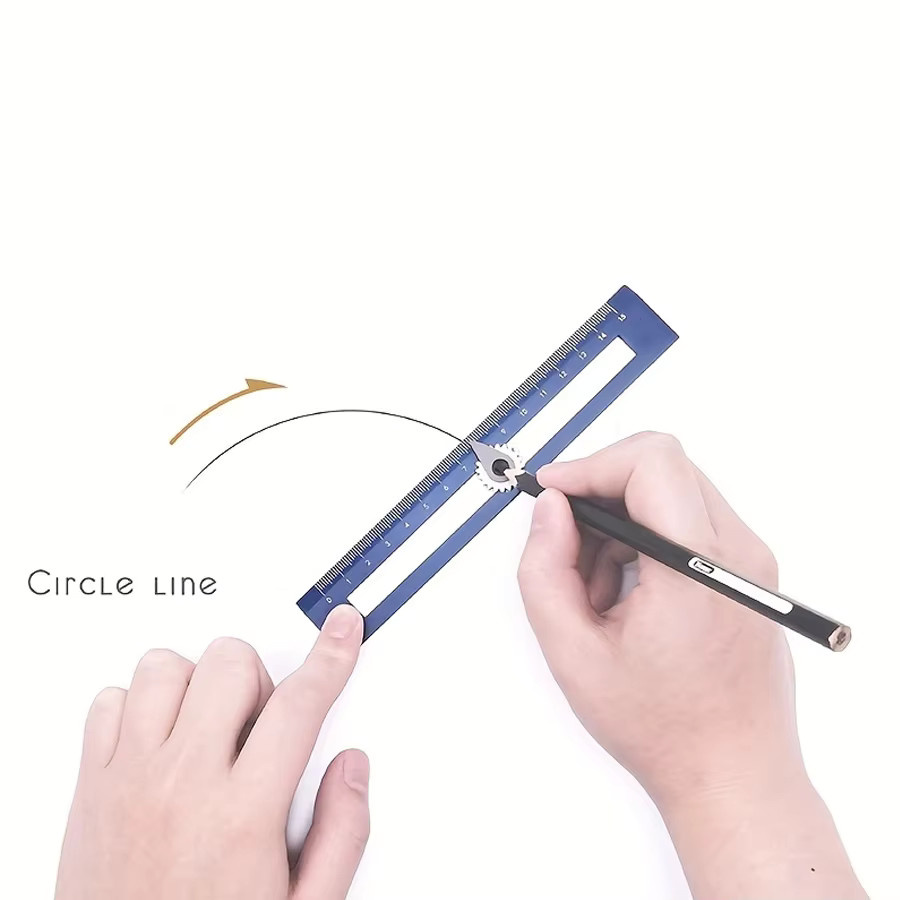 2-in-1 Kompass und Lineal in Gelb – Multifunktionales geometrisches Zeichenwerkzeug aus Kunststoff für Präzisionszeichnungen und Handwerksdesign - Bild 2