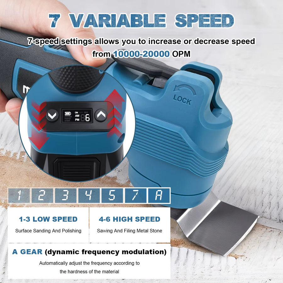 G nto 7 Gang bürstenloses oszillierendes MultiTool 20000 OPM elektrische Schneidsäge für Makita 18 V Akku - Bild 4