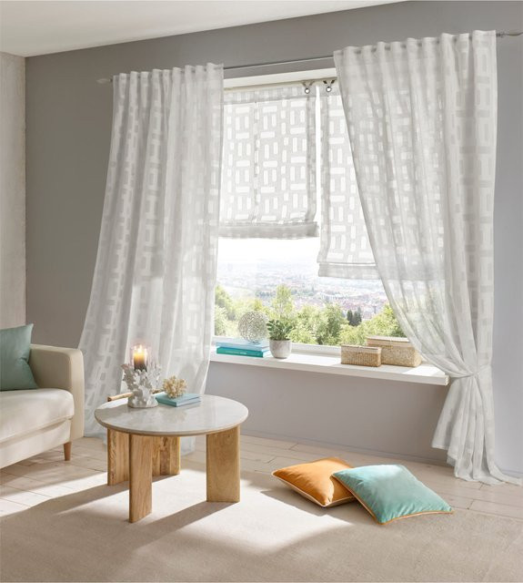 Dekostore Heine Home in Weiß, semi-transparent mit Grafikdesign aus 100% Polyester - Bild 1