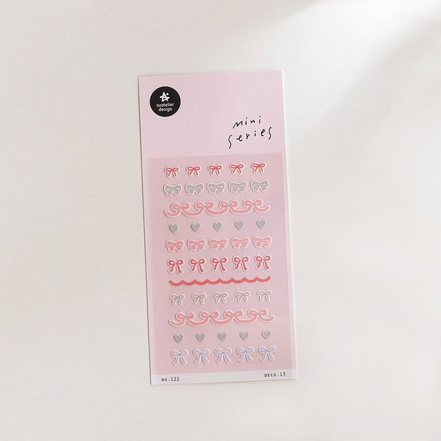 Suatelier Mini-Serie Papiersticker mit rosa Schleifen für Scrapbooking und Journaling in Pink - Bild 1