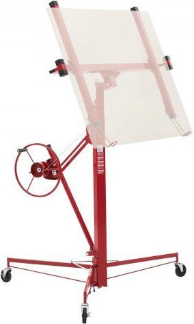 VEVOR Plattenheber für Gipskarton und Rigips mit verstellbarem Teleskoparm, max. 68 kg Tragkraft, Höhe: 3353 mm, Rot - Bild 1