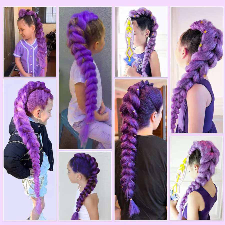 Lila Jumbo-Flechthaarverlängerung für Damen, synthetisch - Bild 4
